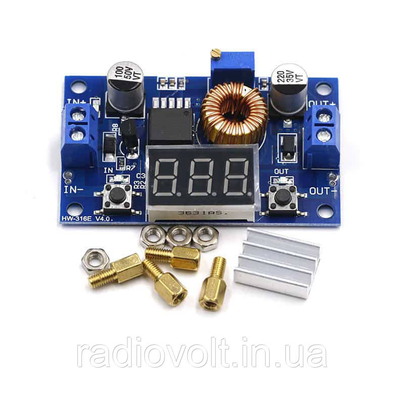 XL4015 5 А Перетворювач знижувальний 3.3...36 до 1.25...32В з вольтметром