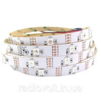 Светодиодная лента WS2812B, RGB, IP30, 30 Светодиодов/м, 5В, 1м, Белая подложка