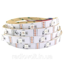 Світлодіодна стрічка WS2812B, RGB, IP30, 30 Світлодіодів/м, 5В, 1м, Біла підкладка
