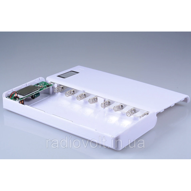 Корпус павербанка Dual USB 5 В 2 А, 8*18650, білий