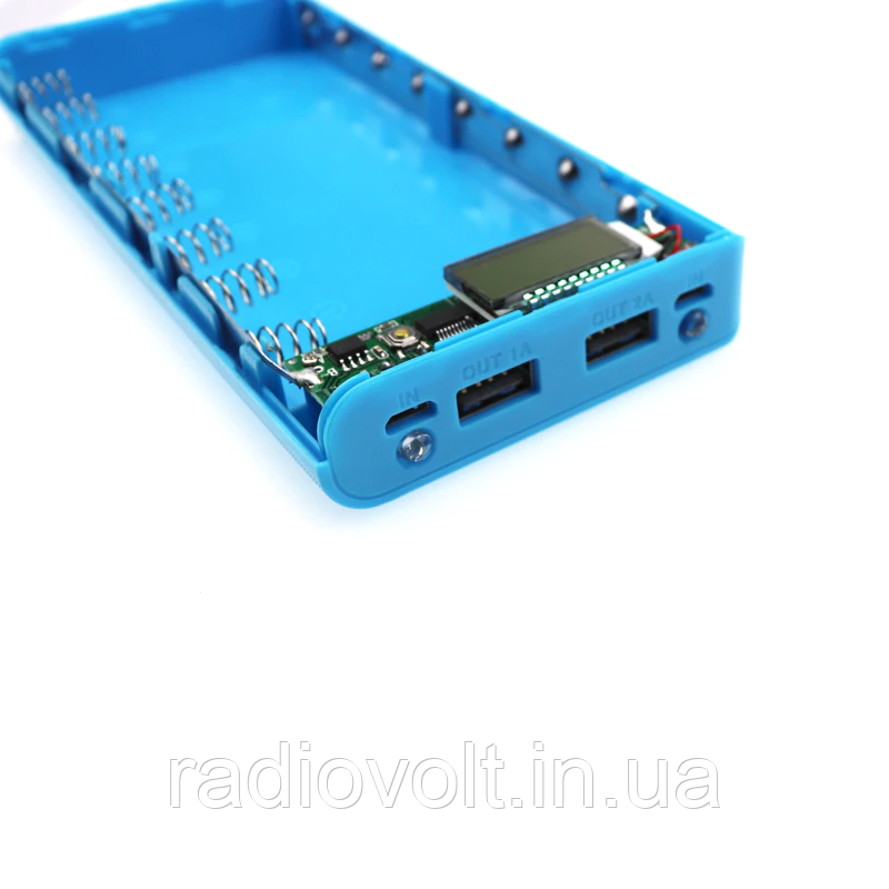 Корпус павербанка Dual USB 5 В 2 А, 8*18650, синій