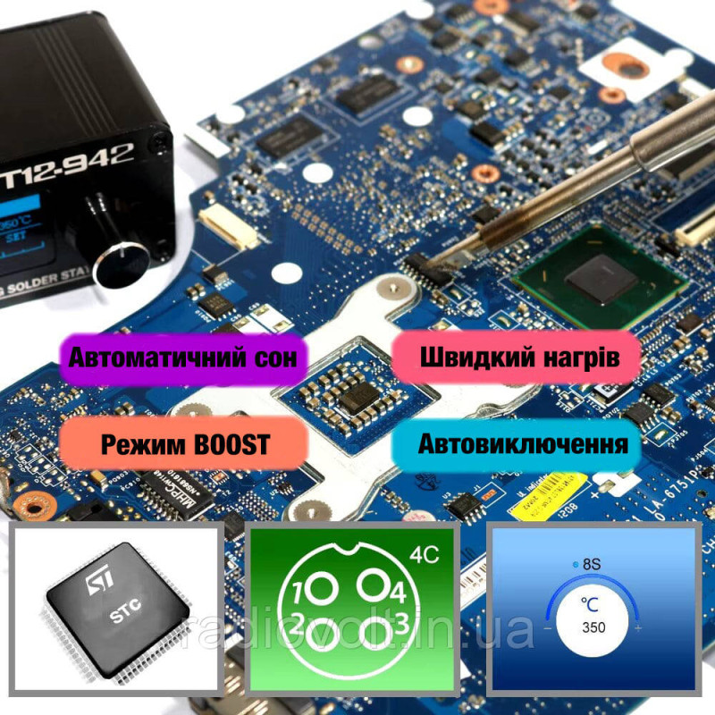 Паяльна станція Hakko T12-942 MINI, STM32, OLED, 24В, 72Вт