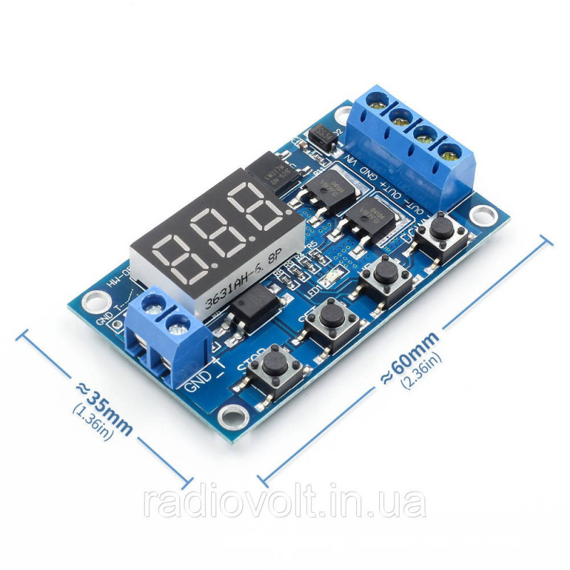 Модуль реле часу з затримкою XY-J04 LED 0.1-999мин, 5-30В