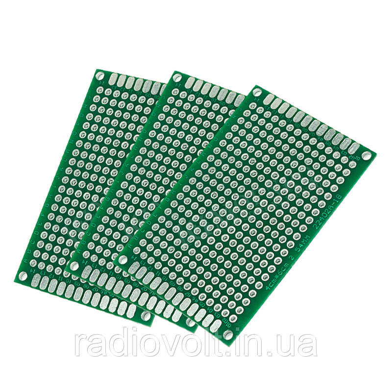Монтажна макетна плата PCB 40х60мм, крок 2.54 мм, двосторонній