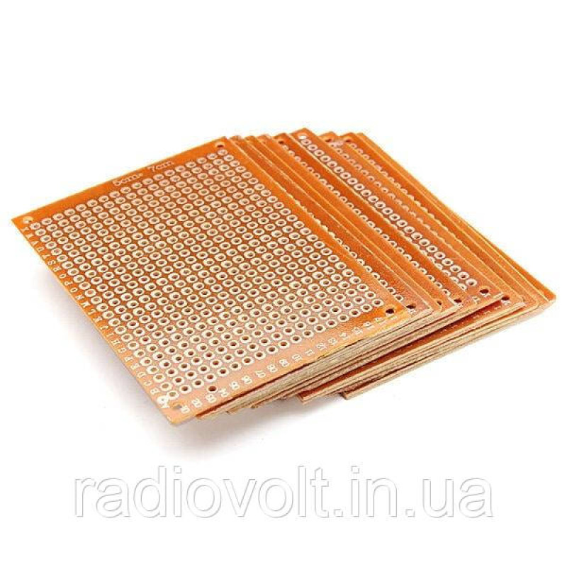 Монтажна макетна плата PCB 50x70 мм, крок 2.54 мм, одностороння