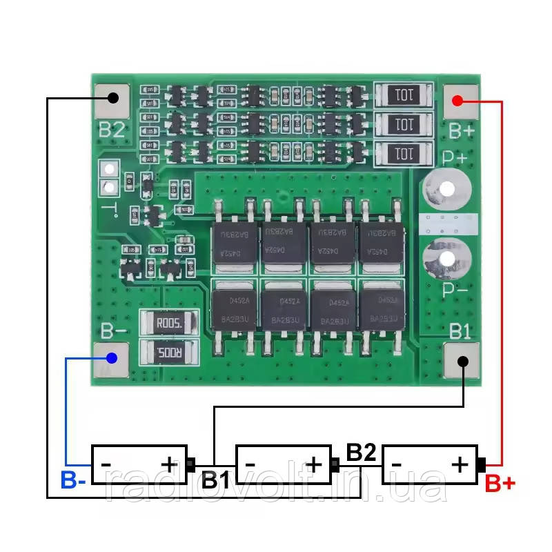 BMS 3S 25A 12,6 В Контролер заряду розряду Li-ion батарей, балансування