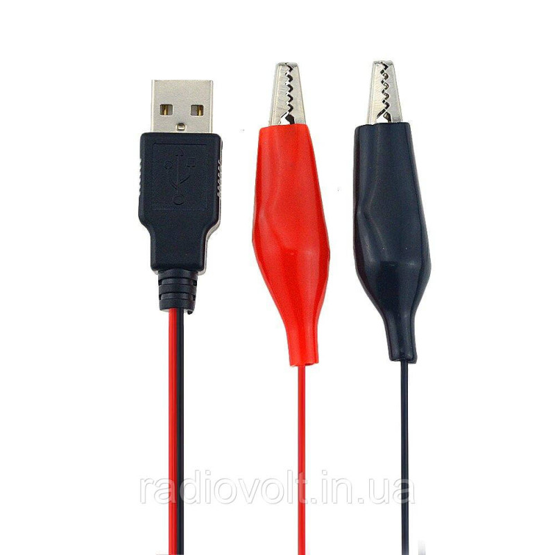 Перехідник USB — затискачі, крокодили, провід живлення 60 см