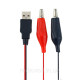 Перехідник USB — затискачі, крокодили, провід живлення 60 см