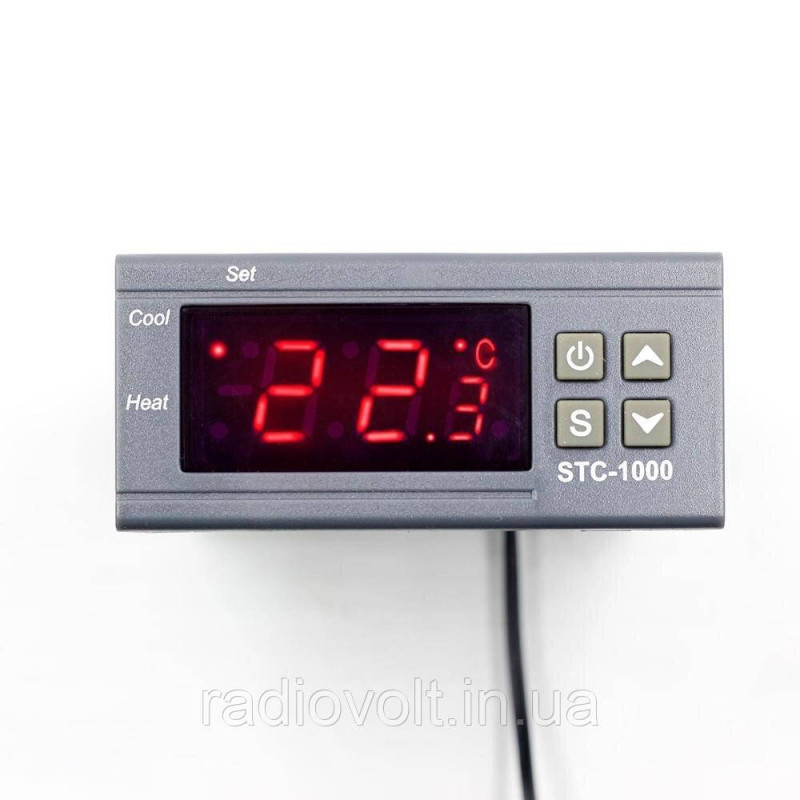 Терморегулятор STC-1000 (точність 0.1°C), 220В, два реле 10А, -50 ~ +99°C, з виносним датчиком