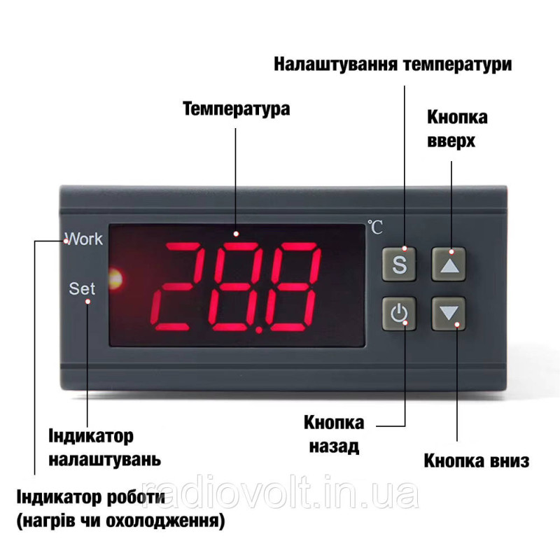 Терморегулятор MH1210W (точність 0.1°C), 10А 220В, -50 ~ +110°C, з виносним датчиком