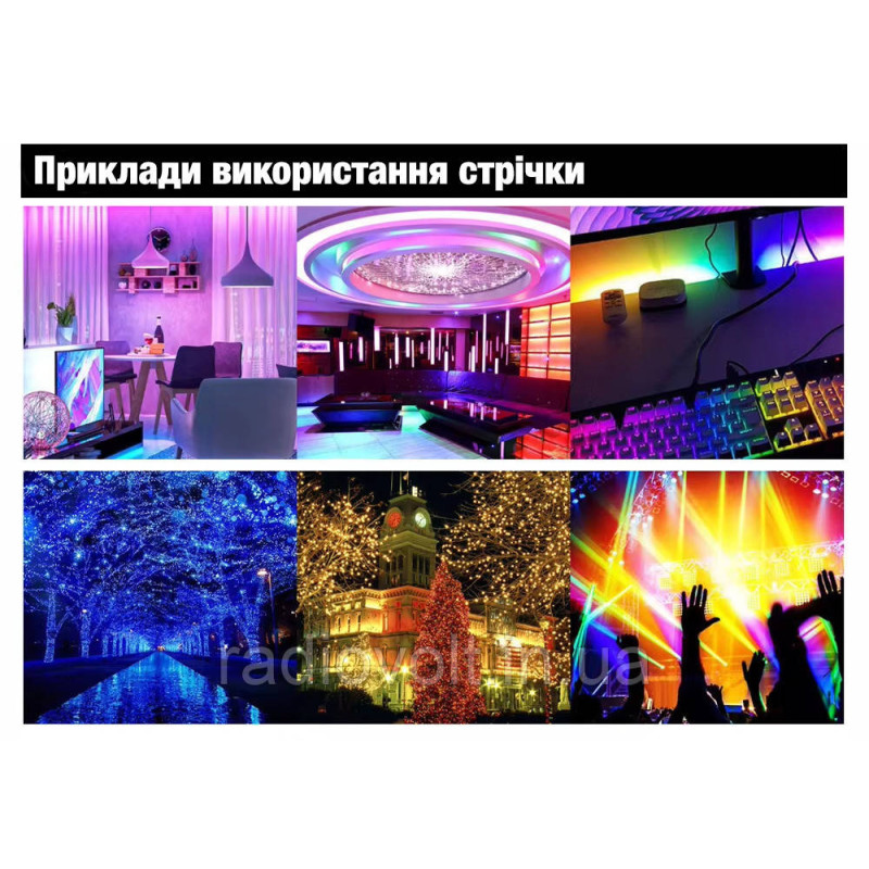 Світлодіодна стрічка WS2812B, RGB, IP30, 60 Світлодіодів/м, 5В, 1м, Біла підкладка