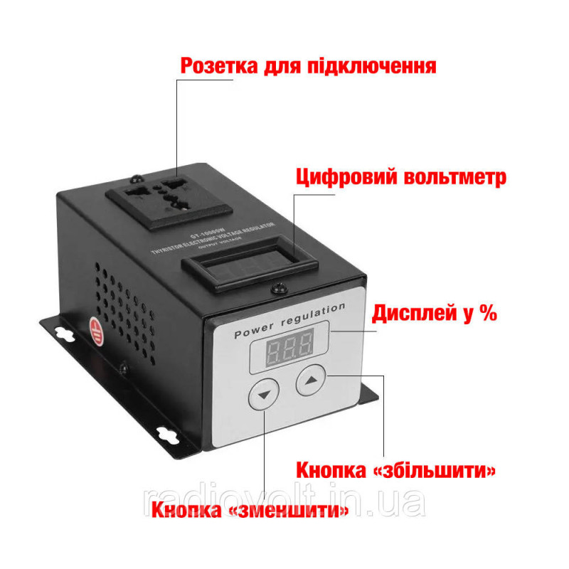 Диммер з дисплеєм GT-10000W, Регулятор напруги AC 10000Вт, 220В
