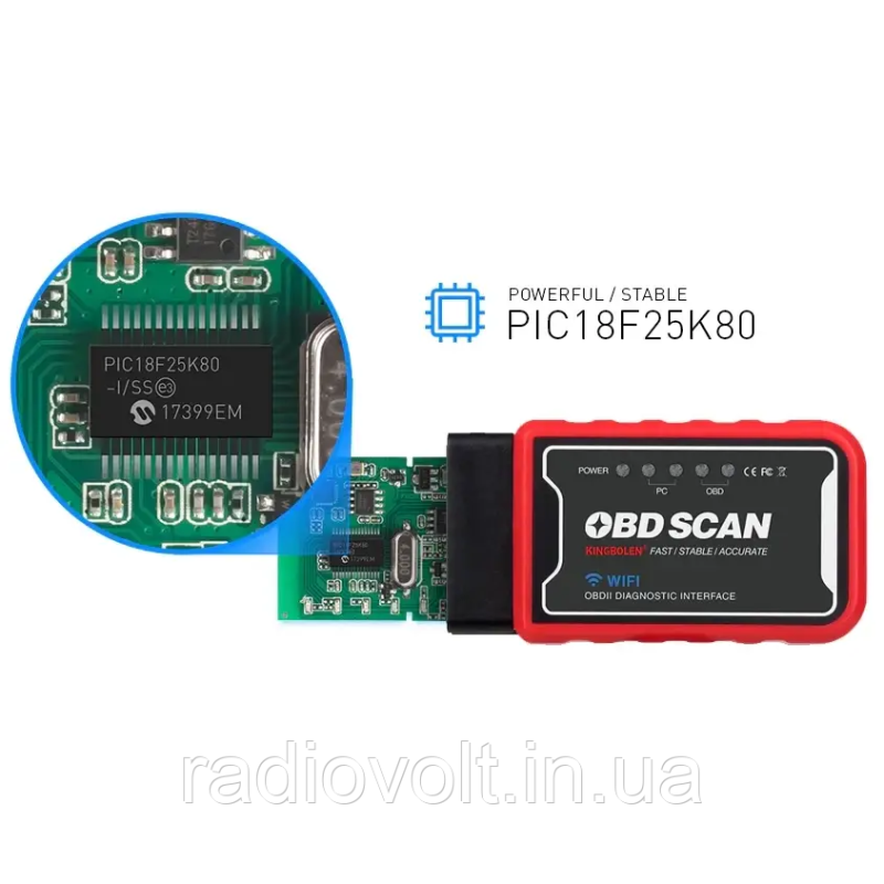 Автосканер KINGBOLEN ELM327 OBD2 v1.5 PIC18F25K80 Wi-Fi адаптер для диагностики авто