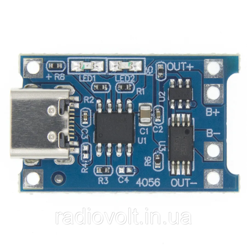 TP4056 із захистом модуль заряду Li-ion акумуляторів, Type-C