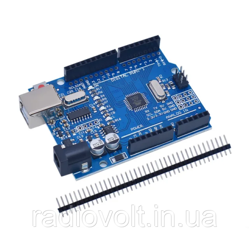 Arduino UNO R3, ATmega328P, CH340G, MicroUSB