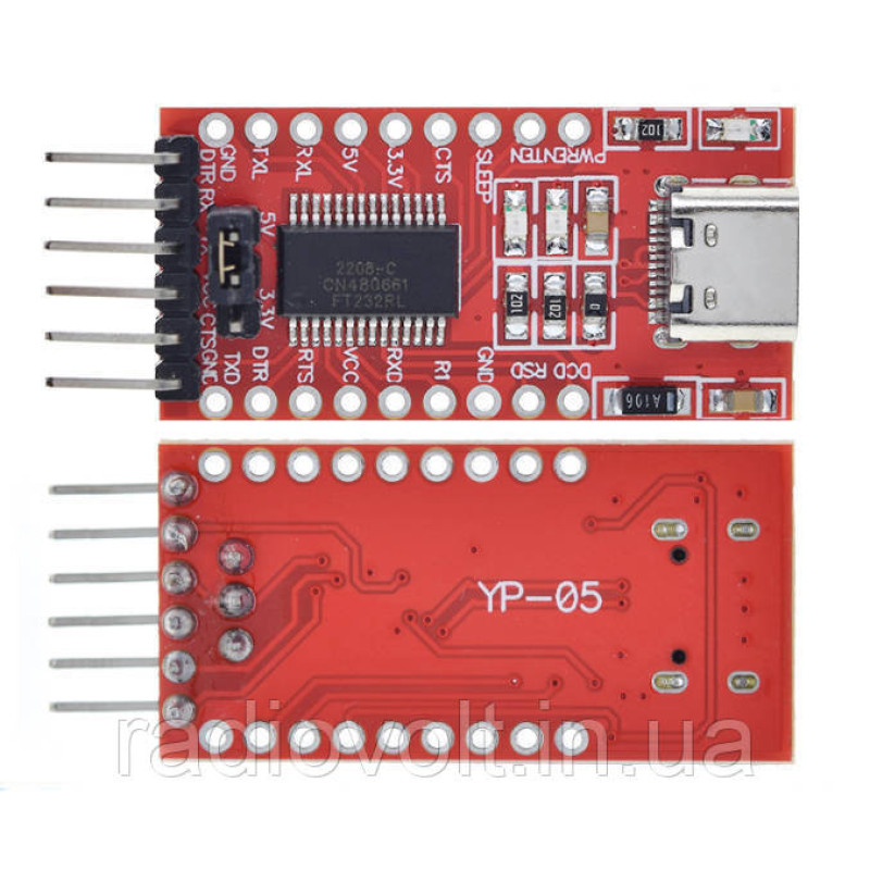 USB - TTL конвертер FT232RL 3.3/5В Type-C (UART RS232 TTL)