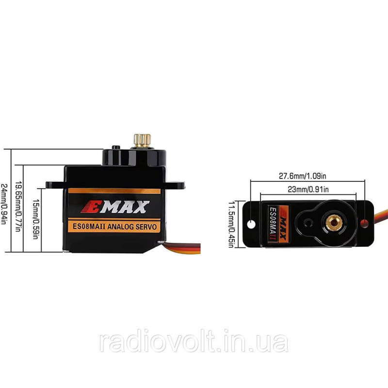 Сервопривод EMAX ES08MA II (аналоговий, металеві шестерні)
