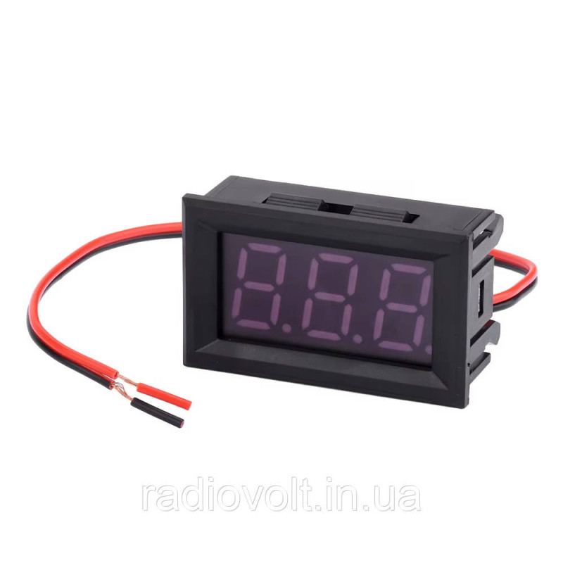 Вольтметр 4,5 - 30 В, 0.56 LED, Зелений, у корпусі