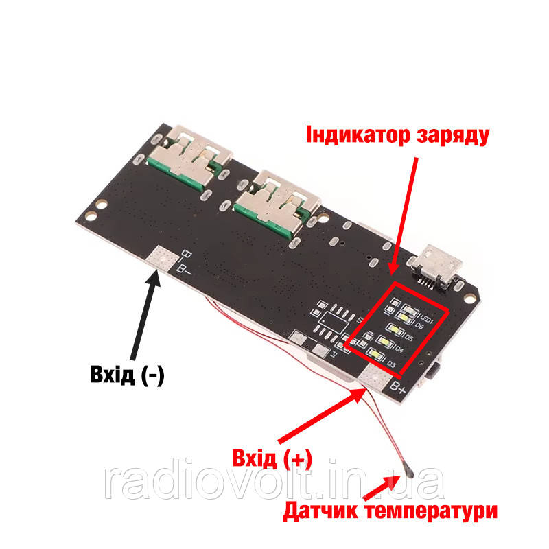 Плата заряду PowerBank 22.5Вт швидка зарядка з датчиком температури