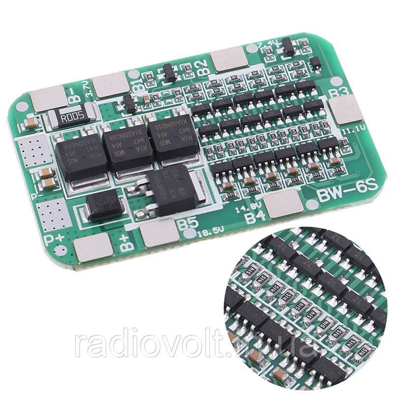 BMS 6S 15A 25.5В Контролер заряду розряду Li-ion батарей, балансування