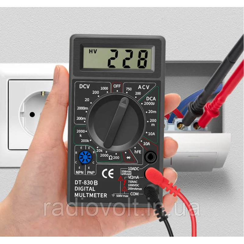 Тестер, Мультиметр DT830B цифровий з кроною