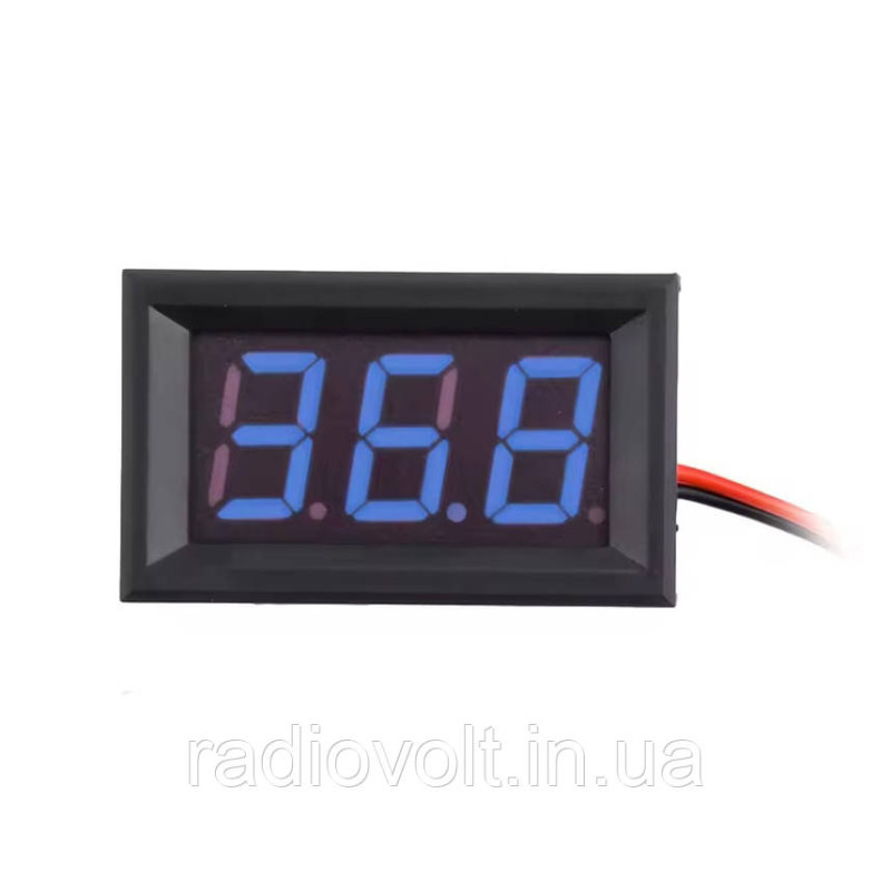 Вольтметр 4,5 - 30В, 0.56" LED, Синій, в корпусі