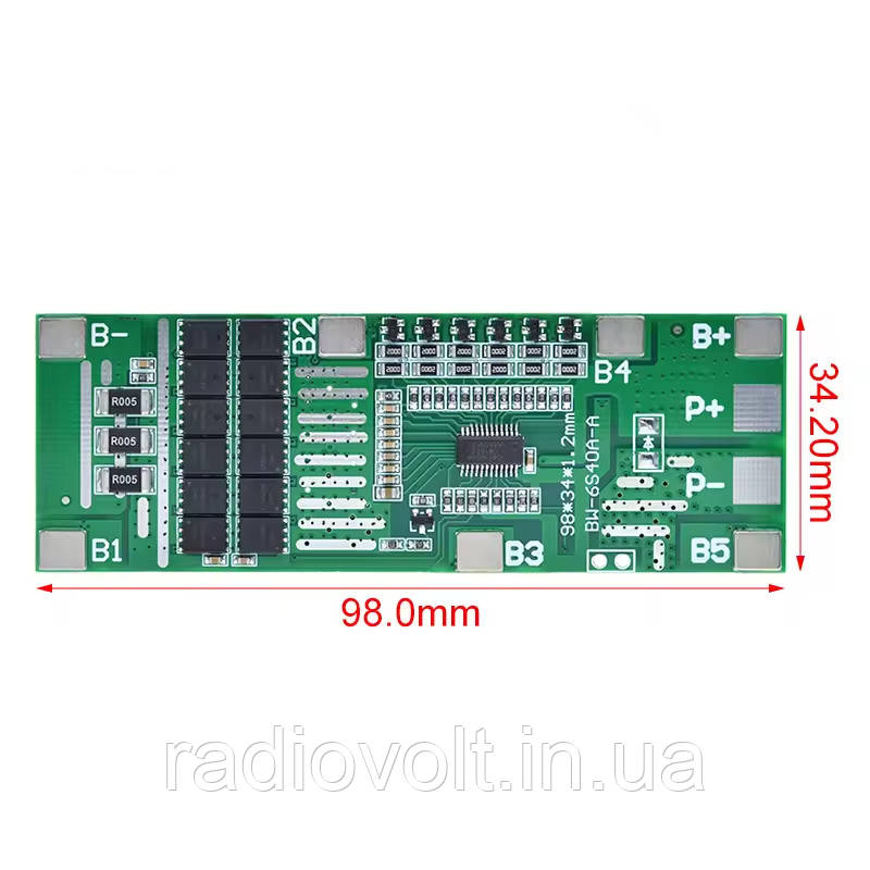 BMS 6S 40A 25.5В Контролер заряду розряду Li-ion батарей, балансування