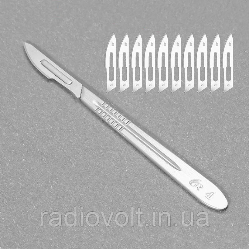 Скальпель, ніж з лезами 10шт (нержавіюча сталь)