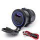 Врезная USB розетка для авто с QC3.0 + PD Type-C (36Вт), 6-32В, синий