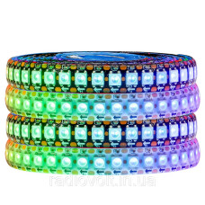 Світлодіодна стрічка WS2812B, RGB, IP30, 144 світлодіоди/м, 5 В, 1 м, чорна підкладка