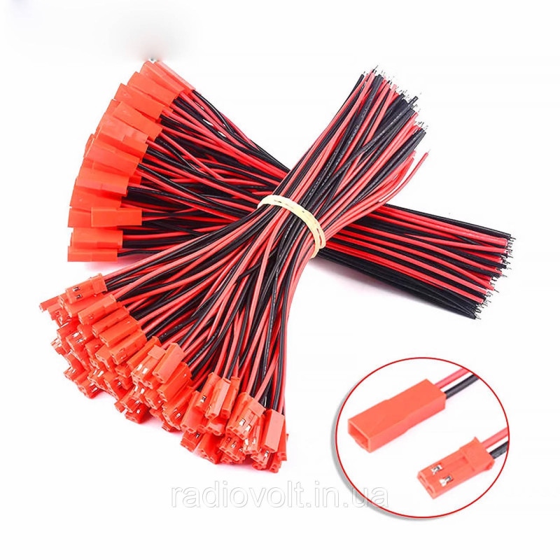 Комплект JST-конекторів 2pin з кабелем тато + мама, 15см