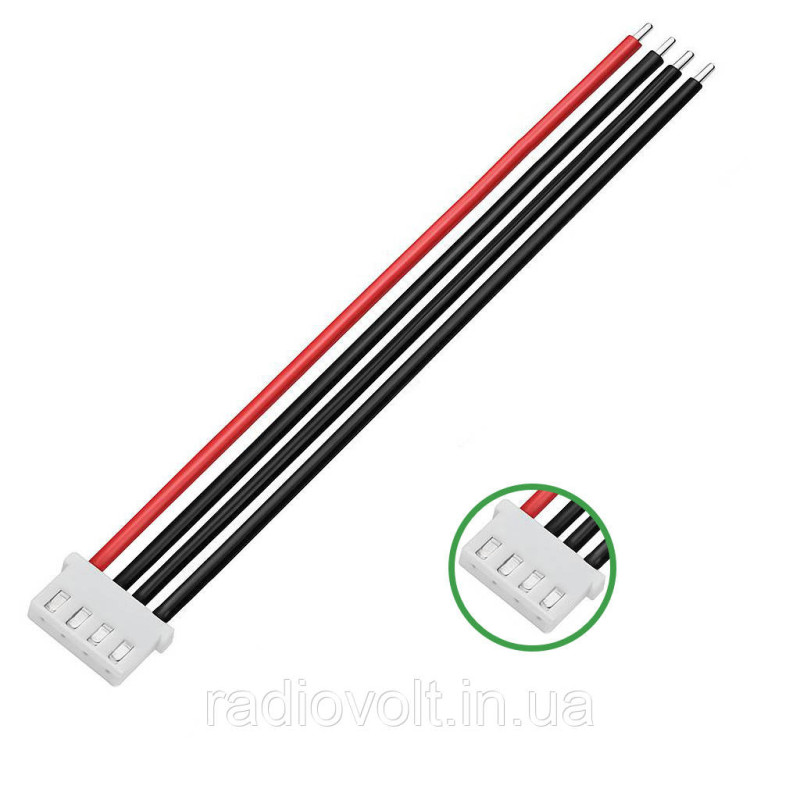 JST-XH 3S, 4pin, 22AWG, 20 см, балансувальний силіконовий кабель