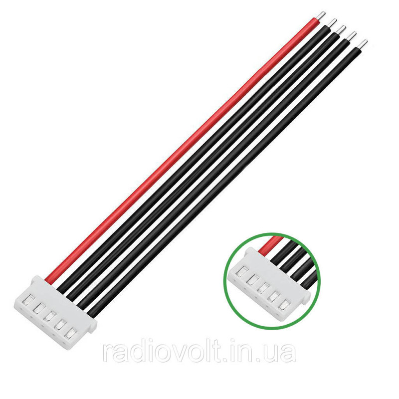 JST-XH 4S, 5pin, 22AWG, 20 см, балансувальний силіконовий кабель
