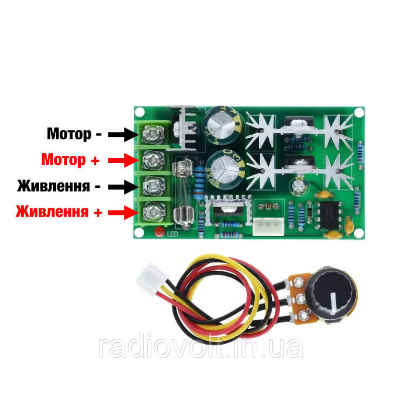 ШІМ регулятор швидкості (потужності) PWM для DC-мотора 10–60В 20А