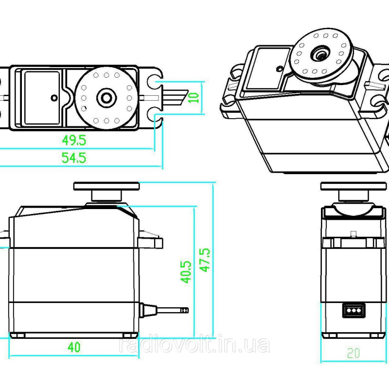 Сервопривід, серва DS3218 MG 20кг 180 градусів цифровий для Arduino ARM PIC