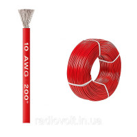 Кабель 1м 10AWG провод 5.3 мм², многожильный силиконовой в изоляции, красный