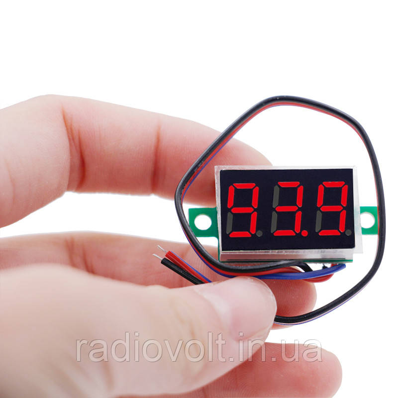 Вольтметр 0-200 В, 0.36 LED, Червоний