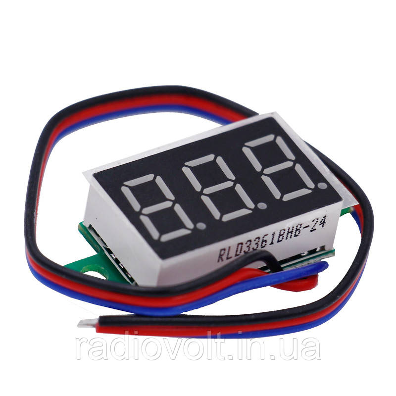 Вольтметр 0-200 В, 0.36 LED, Червоний