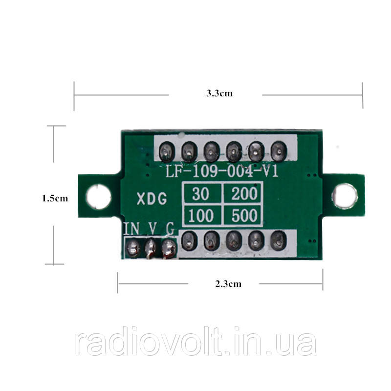 Вольтметр 0-200 В, 0.36 LED, Червоний