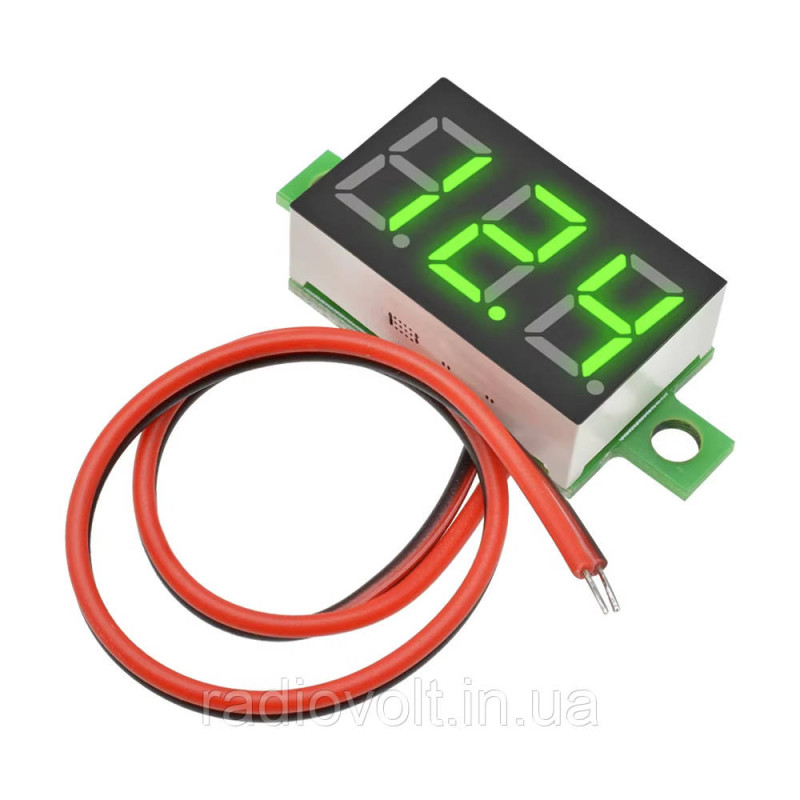 Вольтметр 4,5 - 30 В, 0.36 LED, Зелений
