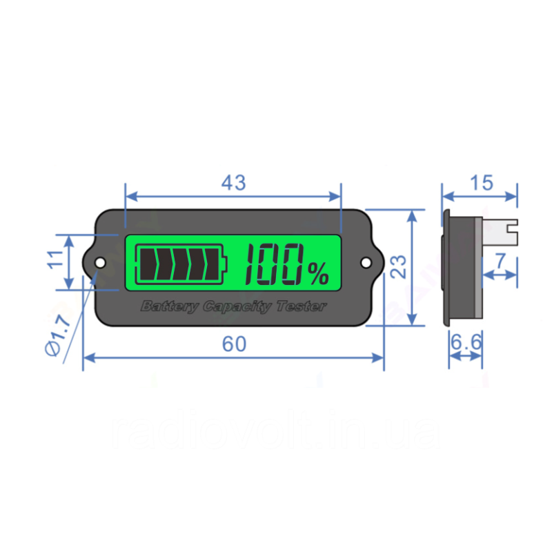 LY6W, Індикатор заряду акумуляторів 8–63В, універсальний