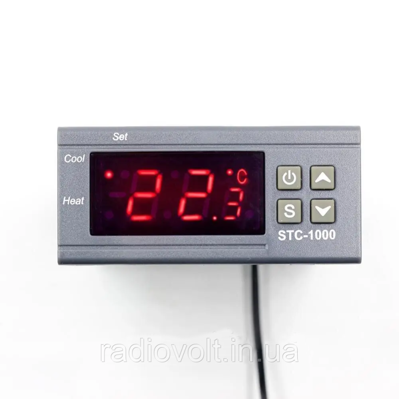 Терморегулятор STC-1000 (точність 0.1 °C), 12 В, два реле 10 А, -50 ~ +99 °C, з виносним датчиком
