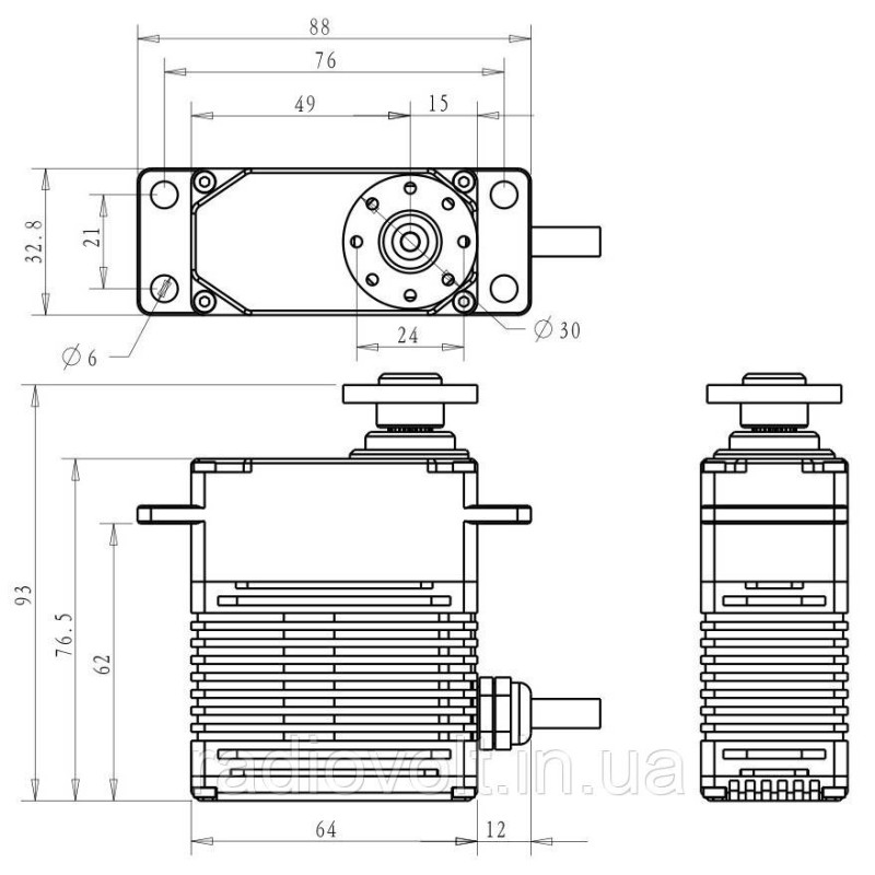 Сервопривод 150кг, серва DES-150, 180 градусів цифрова для Arduino ARM PIC