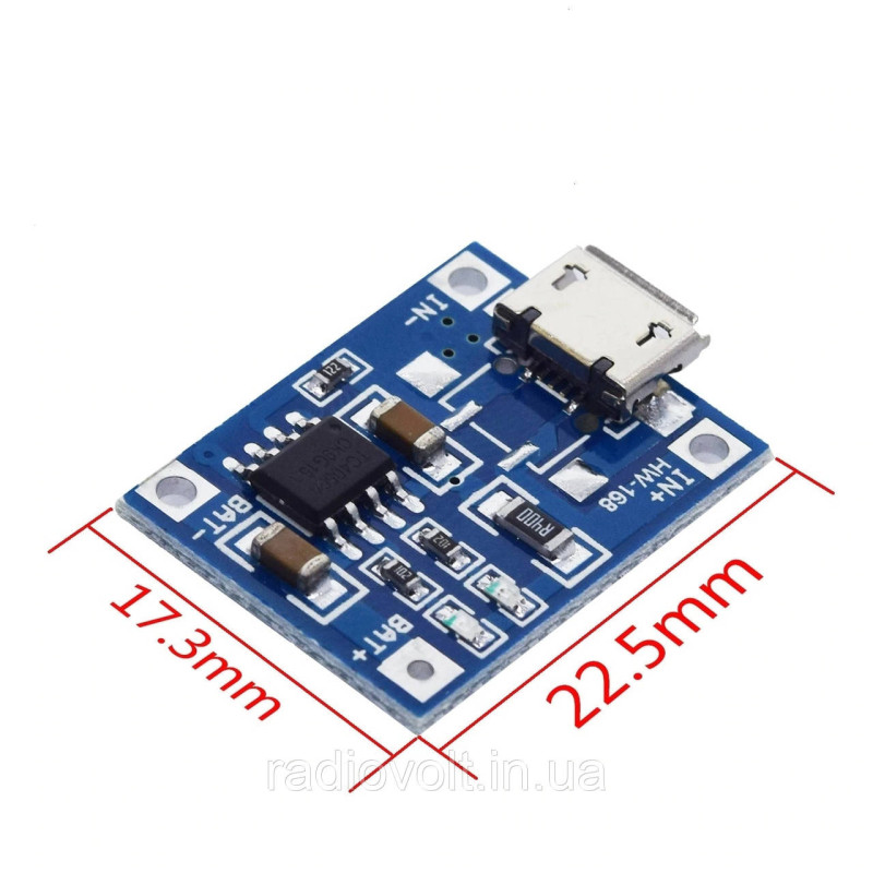 TP4056 Модуль заряду Li-ion акумуляторів, MicroUSB