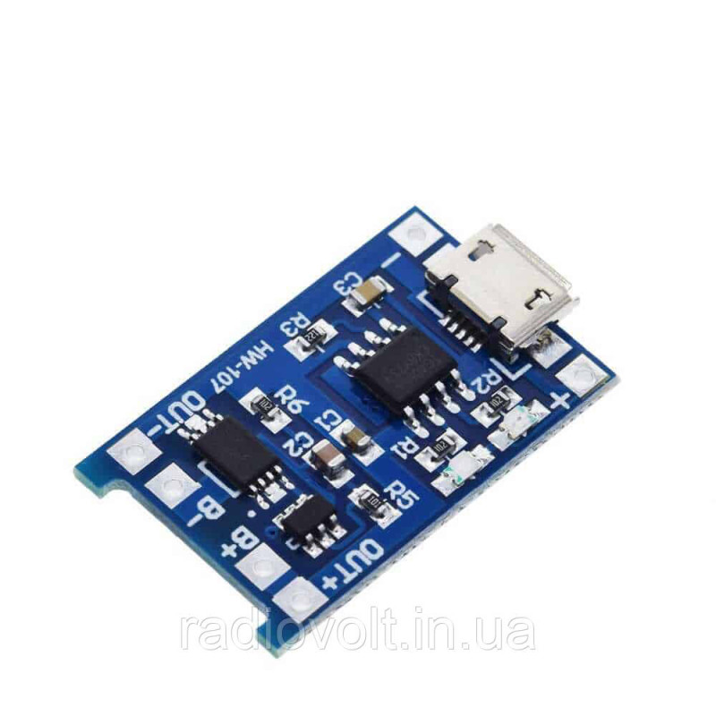 TP4056 із захистом модуль заряду Li-ion акумуляторів, MicroUSB