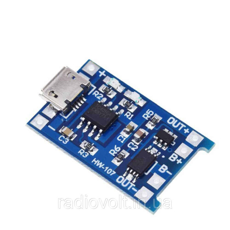 TP4056 із захистом модуль заряду Li-ion акумуляторів, MicroUSB