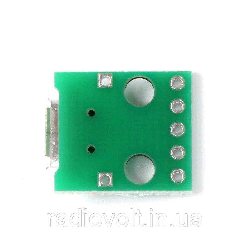 Плата перехідник MicroUSB - DIP, 5pin, 2.54 мм